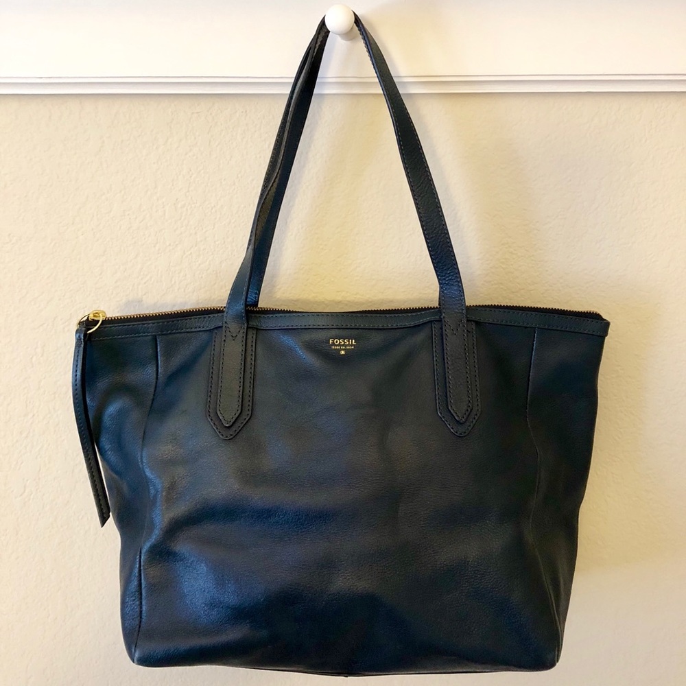 Navy Blue Leather Fossil Bag
